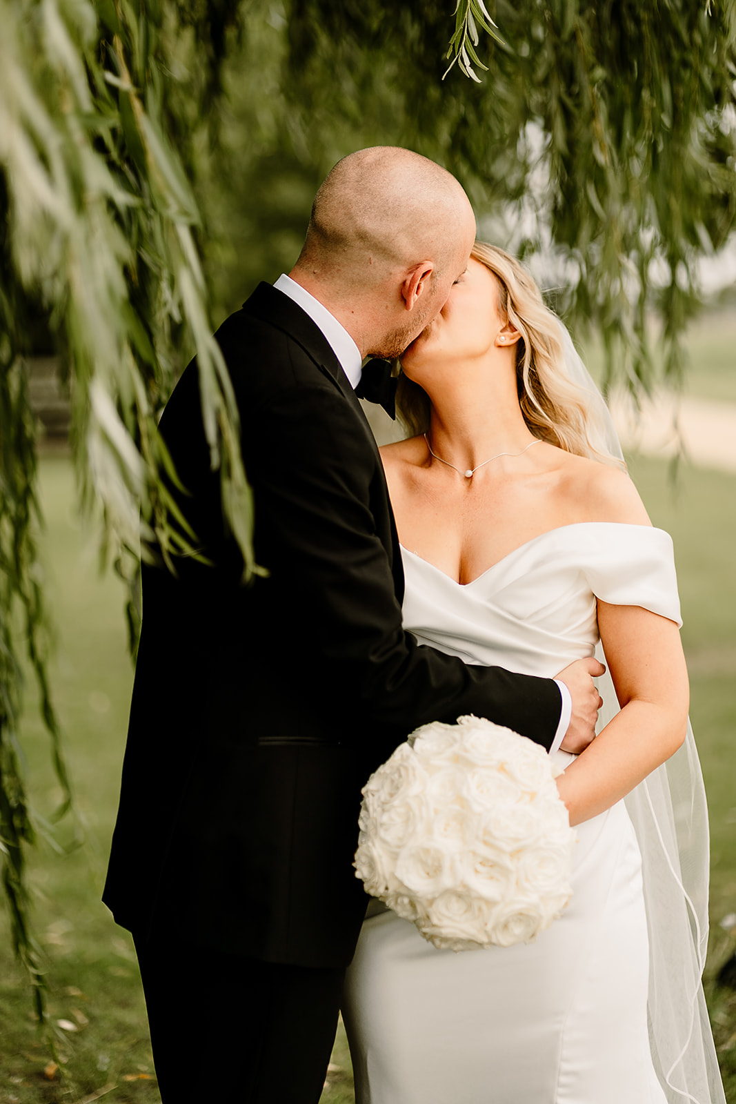 Jessica and Luke celebrating their black tie wedding at The Oakwood at Ryther, Yorkshire