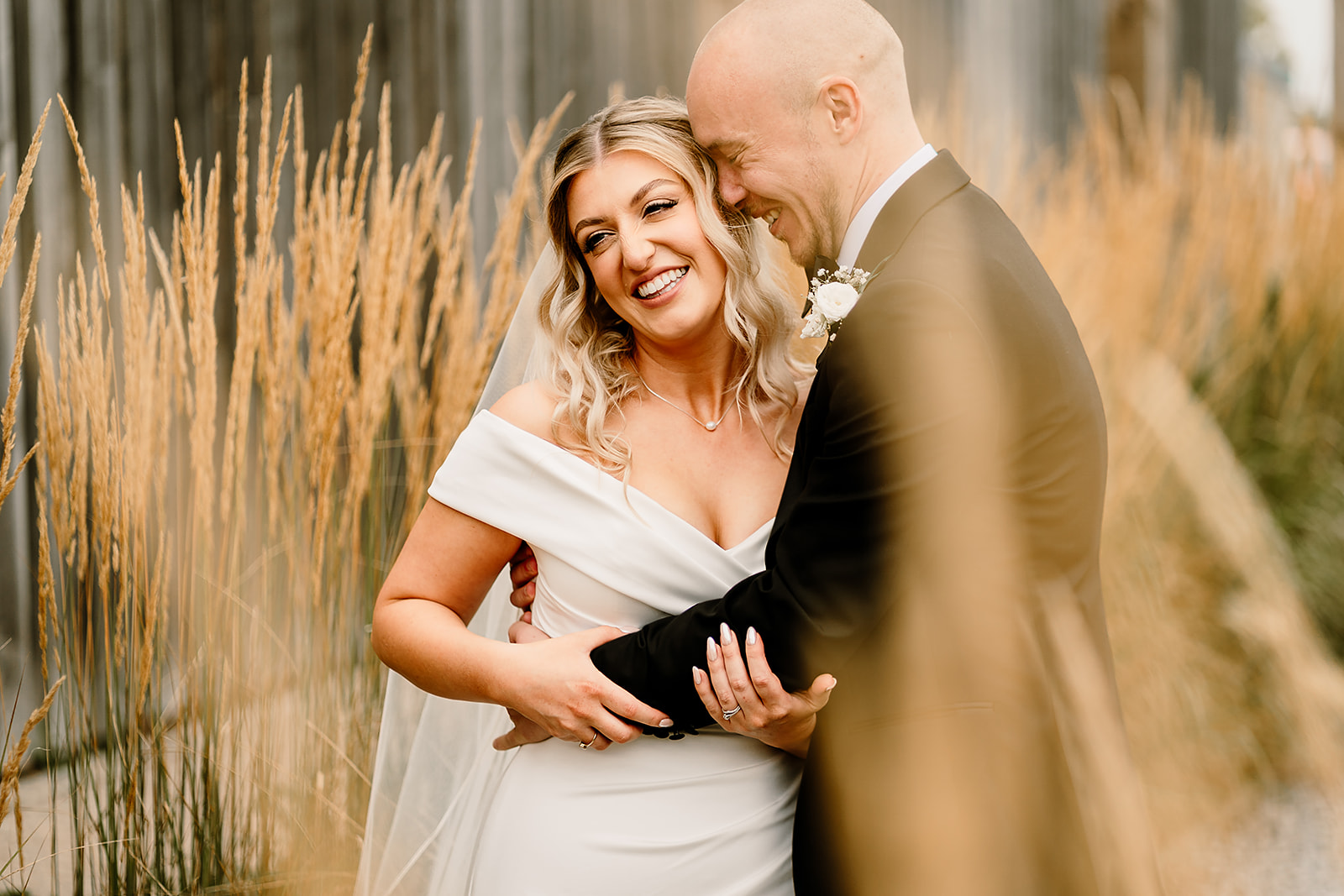 Jessica and Luke celebrating their black tie wedding at The Oakwood at Ryther, Yorkshire