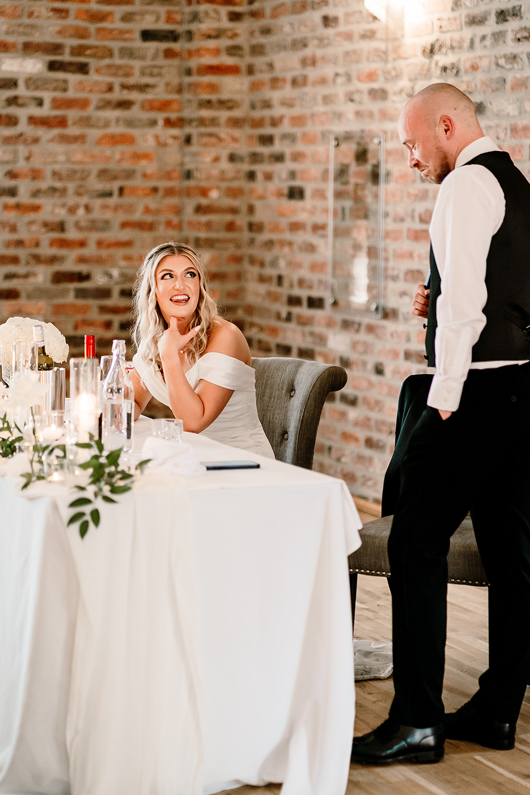 Jessica and Luke celebrating their black tie wedding at The Oakwood at Ryther, Yorkshire