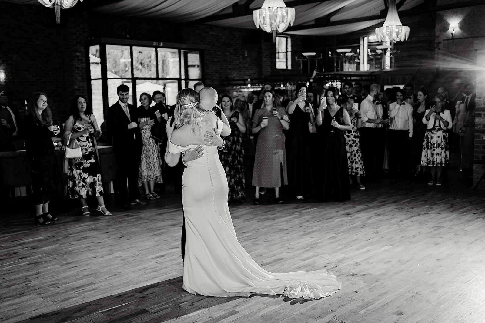Jessica and Luke celebrating their black tie wedding at The Oakwood at Ryther, Yorkshire